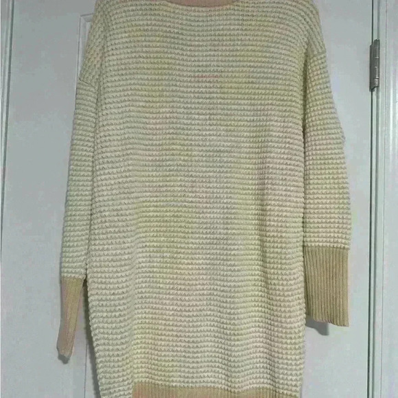 NWOT  AG Adriano Goldschmied Cardigan Long Sweater Zipper Texture White Tan Sm - Picture 3 of 5